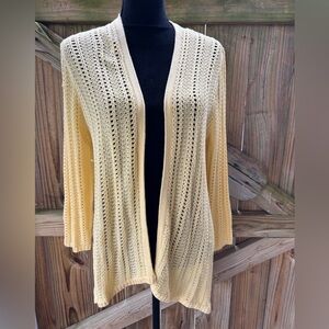 New Ruby Rd Daisy Yellow Open Front Gored Cardigan Sweater Style 77462 Size M